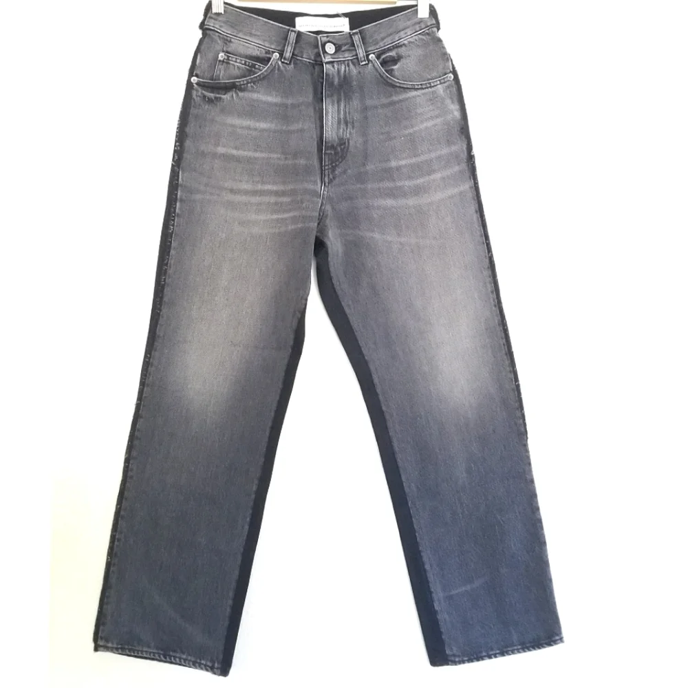 Golden Goose Two Tone High Rise Straight Leg Leather Pocket Jeans Size 2… - Picture 2 of 15